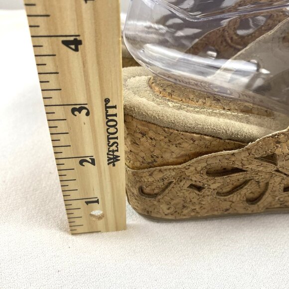 Duck Head Women's Tan Slip-On Cork Dressy Open Toe Wedge Sandals 3" Heal SZ 9.5 - Picture 10 of 13